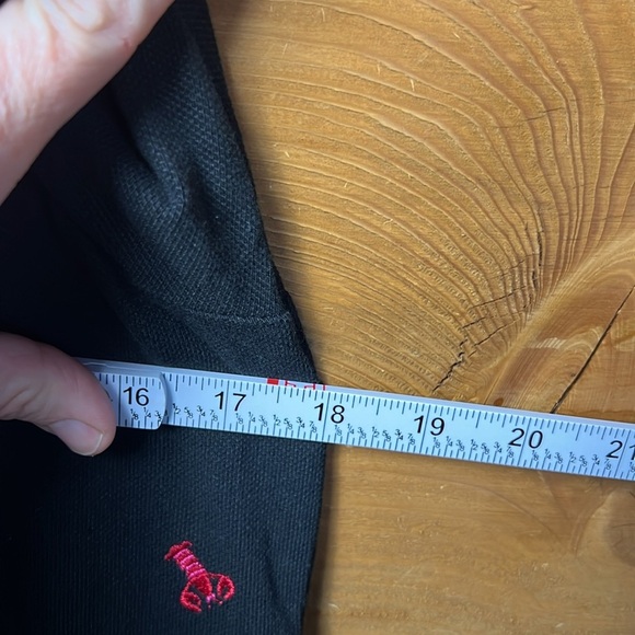 Quacker Factory Women Black Polo Shirt XS Red Collar Lobster Embroidery Short Sl - Picture 5 of 8